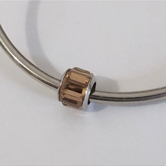 Silver Amber Crystals Charm for Pandora Style Bracelet - Picture 1 of 4